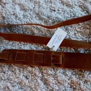 Guitar Strap Belt Brown Soft Leather Suede 1" Wide Adjustable beige/light brown